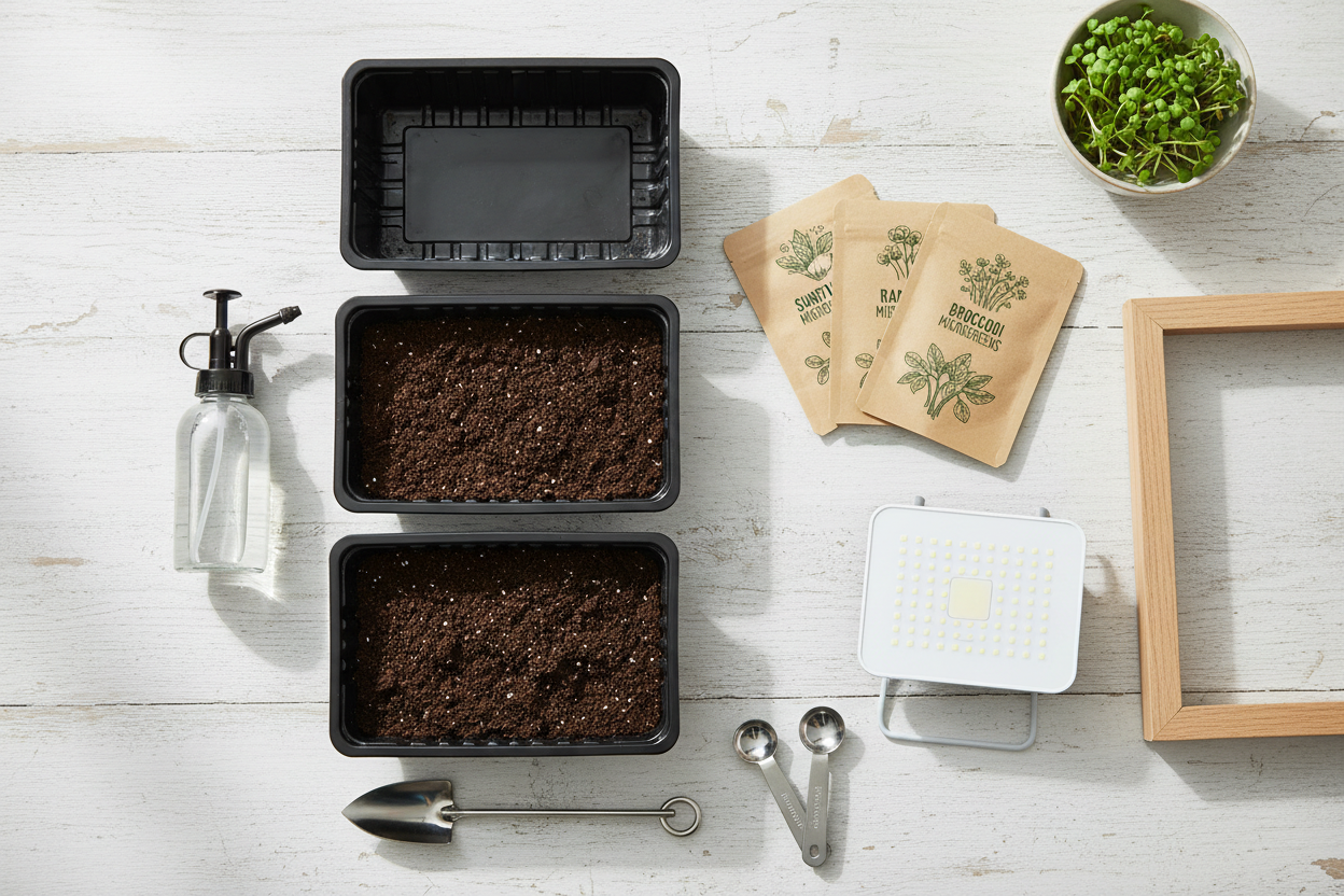 Supplies needed to start growing microgreens